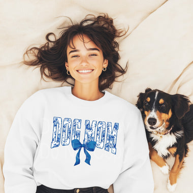 Dog Mom Blue Toile DTF Transfer
