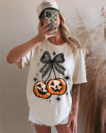 Pumpkin Bow Cherries Wholesale Tee
