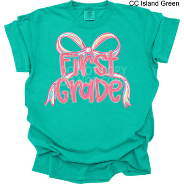 First Grade Pink Bow DTF Transfer (E)