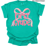 First Grade Pink Bow DTF Transfer (E)