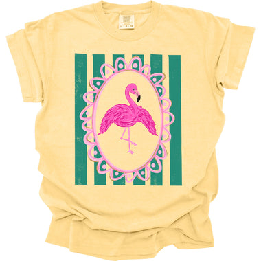 Flamingo with green Stripes DTF Transfer (CC)