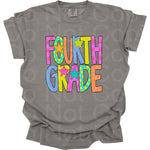 Preppy Bright Pattern Fourth Grade DTF Transfer (AR)