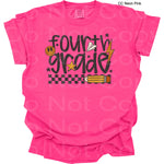 Fourth Grade Black Check Smiley DTF Transfer (SCD)