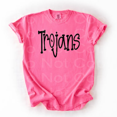 Funky Serif Black Trojans DTF Transfer