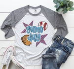 Gameday Baseball Columbia Blue and Red DTF Transfer