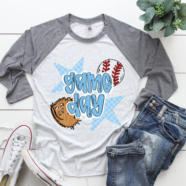 Gameday Baseball Columbia Blue DTF Transfer
