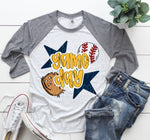 Gameday Baseball Navy and Yellow DTF Transfer