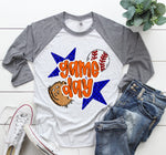 Gameday Baseball Royal and Orange DTF Transfer