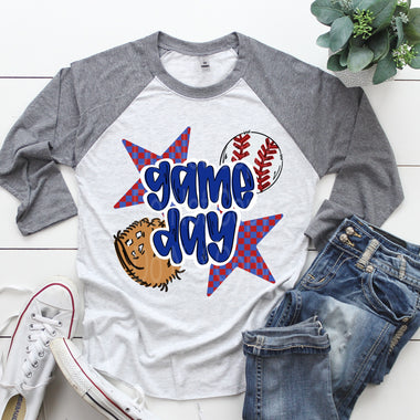 Gameday Baseball Royal and Red DTF Transfer