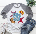 Gameday Softball Columbia Blue and Red DTF Transfer