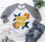 Gameday Softball Navy and Yellow DTF Transfer