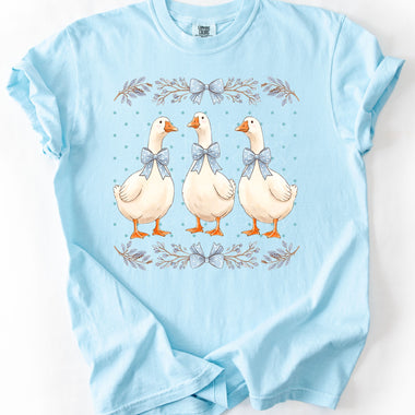 3 Geese with blue bows DTF Transfer (E)