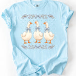 3 Geese with blue bows DTF Transfer (E)