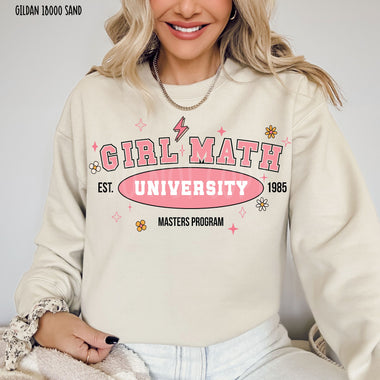 Girl Math University Screen Print High Heat Transfer I30