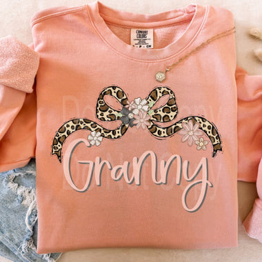 Granny with Leopard Bow DTF Transfer