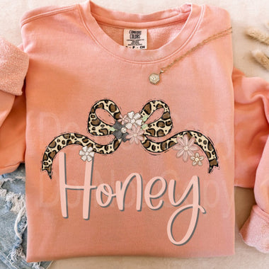 Honey with Leopard Bow DTF Transfer