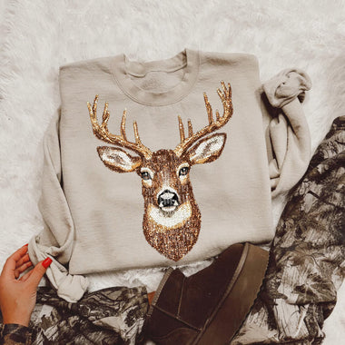 Faux Rhinestone Deer Wholesale Sweatshirt