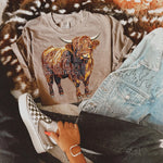 Rhinestone Highland Cow Wholesale Tee