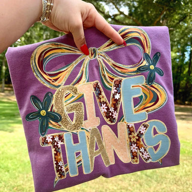 Give Thanks Coquette Bow Wholesale Tee