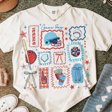 Baseball Collage Coquette Wholesale Tee