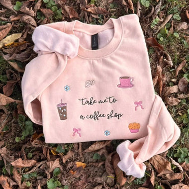 Take me to the Coffee Shop Wholesale Embroidered Sweatshirt
