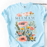 Meemaw Poppy Flowers DTF Transfer