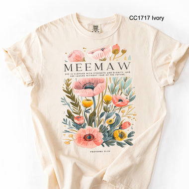 Meemaw Poppy Flowers DTF Transfer