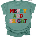 Merry and Bright Faux Sequins Christmas DTF Transfer (SBBB)