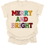 Merry and Bright Faux Sequins Christmas DTF Transfer (SBBB)