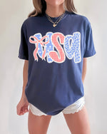 USA Patchwork Preppy Bow Wholesale Tee