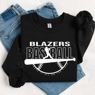Blazers Baseball WHITE INK DTF Transfer