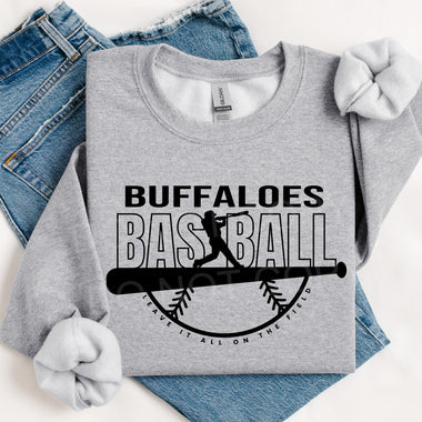 Buffaloes Baseball BLACK INK DTF Transfer