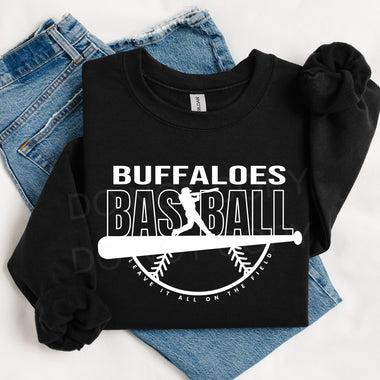 Buffaloes Baseball WHITE INK DTF Transfer