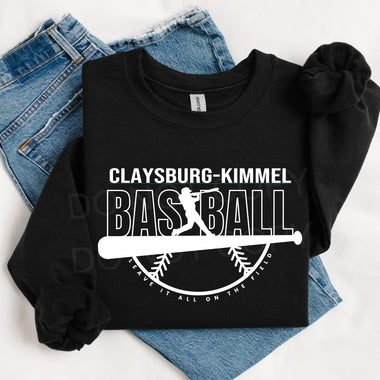 Claysburg-Kimmel Baseball WHITE INK DTF Transfer