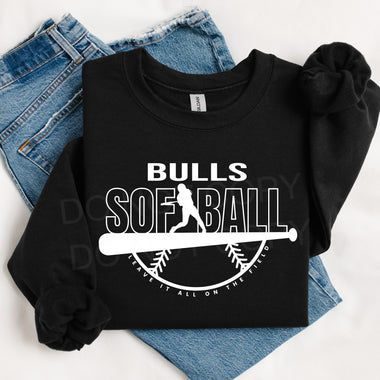 Bulls Softball WHITE INK DTF Transfer