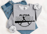 Alpha Baseball BLACK INK DTF Transfer
