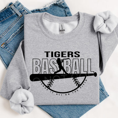 Tigers Baseball BLACK INK DTF Transfer