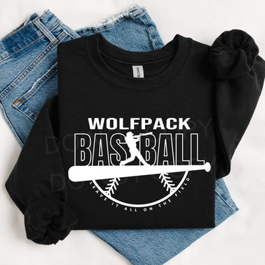 Wolfpack Baseball WHITE INK DTF Transfer