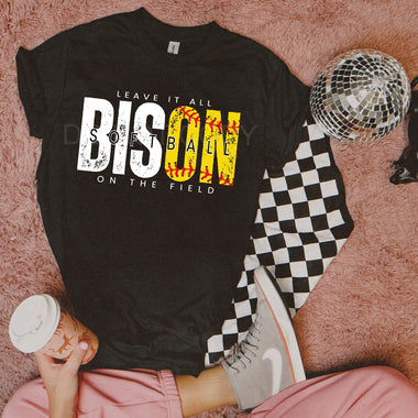 Leave It All On The Field BISON Softball WHITE DTF Transfer