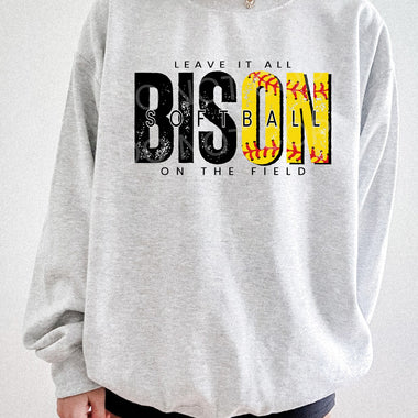 Leave It All On The Field BISON Softball BLACK DTF Transfer