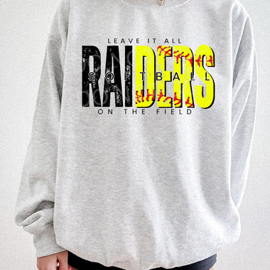 Leave It All On The Field RAIDERS Softball BLACK DTF Transfer