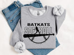Batkats Softball BLACK INK DTF Transfer