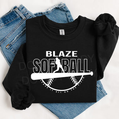 Blaze Softball WHITE INK DTF Transfer