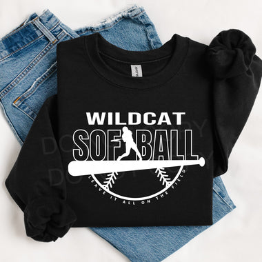 Wildcat Softball WHITE INK DTF Transfer