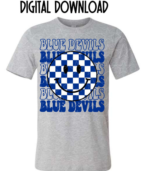 Blue Devils Checkered Smile Mascot Digital Download MS