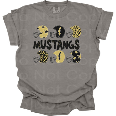 Mustangs Black and Gold Helmets DTF Transfer (DB)