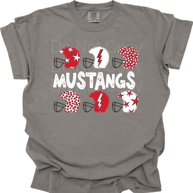 Mustangs White/Red Helmet DTF Transfer (DB)