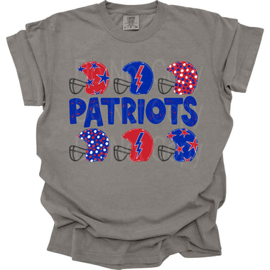 Patriots Royal/Red Helmet DTF Transfer (DB)