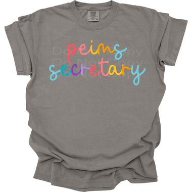 Colorful Cursive Peims Secretary DTF Transfer