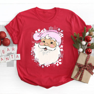 Pink Santa DTF Transfer
